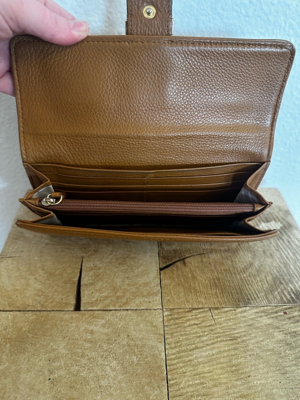Michael Kors Camel Brown Pebbled Leather Wallet with Gold Hardware - Picture 3 of 3